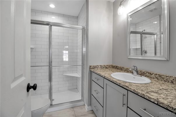 Bathroom, Glass Shower, Interior, Recessed Lighting