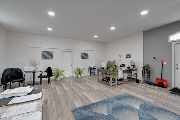 Home Office, Interior, Recessed Lighting, Wood Texture Flooring