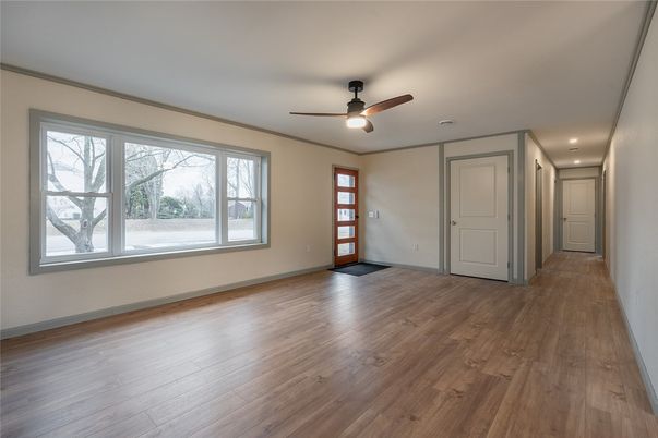 Empty room, Interior, Recessed Lighting, Wood Texture Flooring