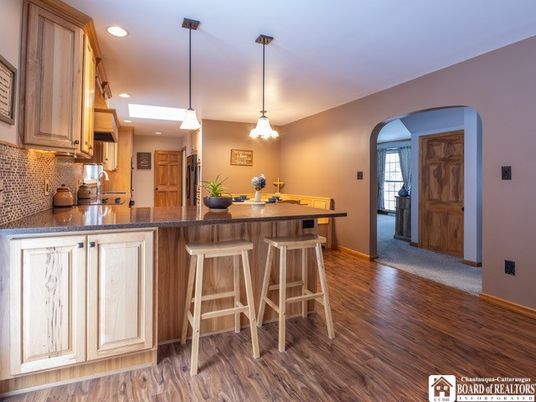 Interior, Kitchen, Pendant Lights, Recessed Lighting, Wood Texture Flooring