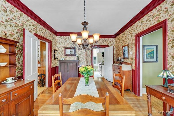 Chandelier, Dining room, Interior, Wood Texture Flooring