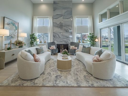 Fireplace, Interior, Living room, Marble Walls, Recessed Lighting, Wood Texture Flooring
