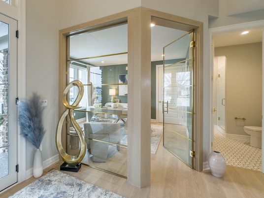 Bathroom, Glass Shower, Interior, Recessed Lighting, Wood Texture Flooring