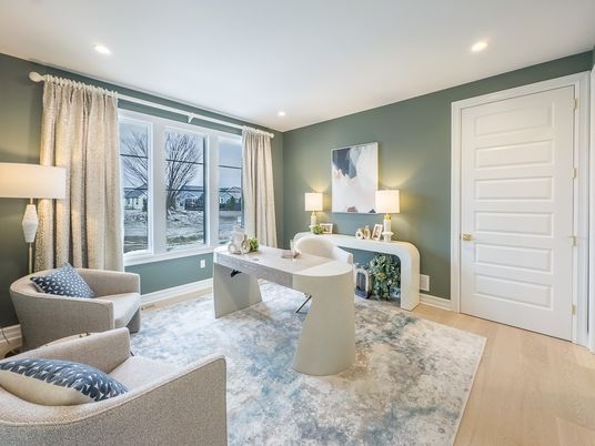 Home Office, Interior, Recessed Lighting, Wood Texture Flooring