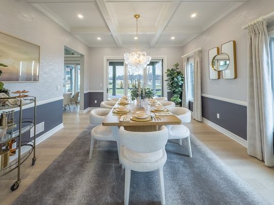 Chandelier, Dining room, Interior, Recessed Lighting, Wood Texture Flooring
