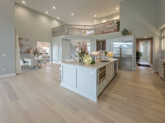 Dining room, Interior, Kitchen, Recessed Lighting, Stainless Steel Appliances, Wood Texture Flooring