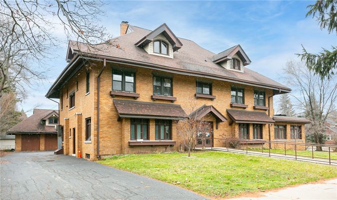 Exterior, Facade, Brick Facade, American Foursquare