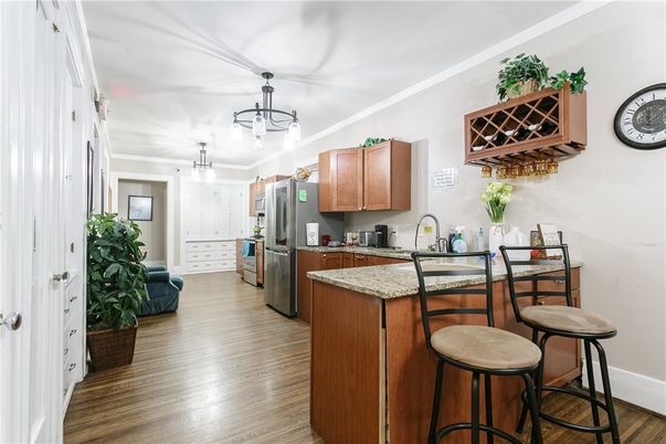 Interior, Kitchen, Stainless Steel Appliances, Wood Texture Flooring