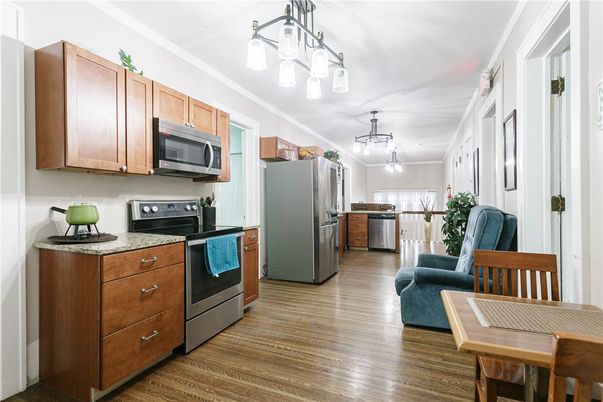 Interior, Kitchen, Stainless Steel Appliances, Wood Texture Flooring