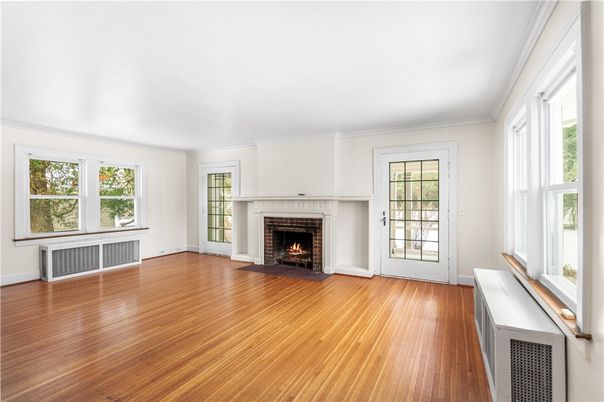 Empty room, Fireplace, Interior, Wood Texture Flooring