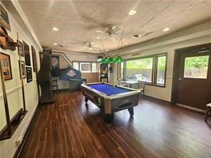 Billiard Table, Game Room, Interior, Piano, Recessed Lighting, Wood Texture Flooring