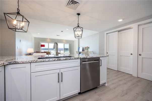 Interior, Kitchen, Pendant Lights, Recessed Lighting, Wood Texture Flooring