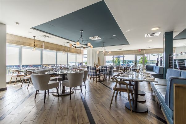 Dining room, Interior, Pendant Lights, Recessed Lighting, Wood Texture Flooring