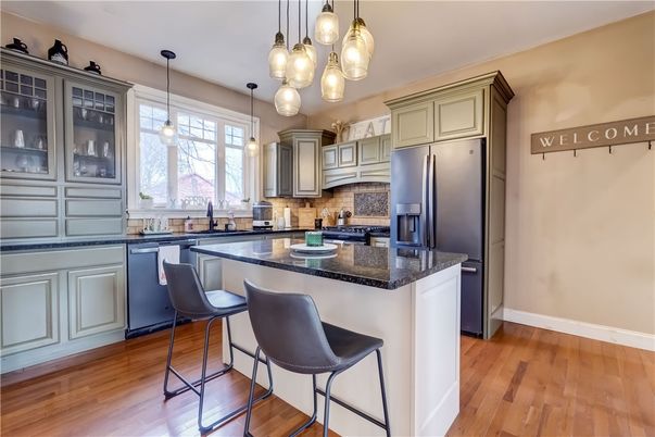 Interior, Kitchen, Pendant Lights, Stainless Steel Appliances, Wood Texture Flooring