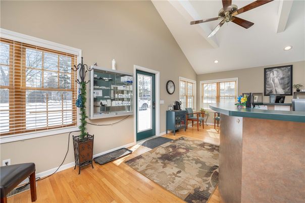 Home Office, Interior, Recessed Lighting, Wood Texture Flooring