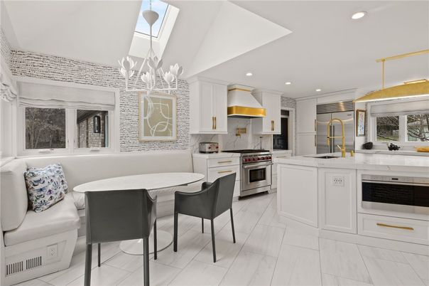 Interior, Kitchen, Marble, Recessed Lighting, Stainless Steel Appliances