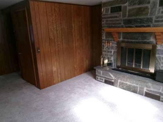 Empty room, Fireplace, Interior, Wooden Walls