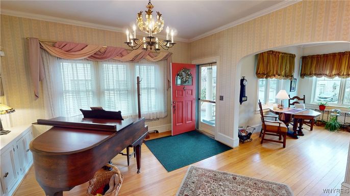 Chandelier, Home Office, Interior, Piano, Wood Texture Flooring
