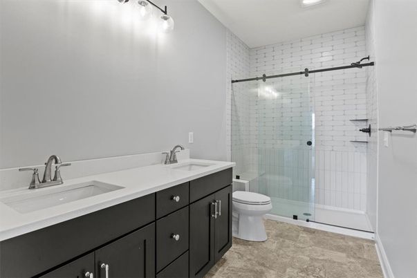 Bathroom, Dual Sink Vanities, Glass Shower, Interior