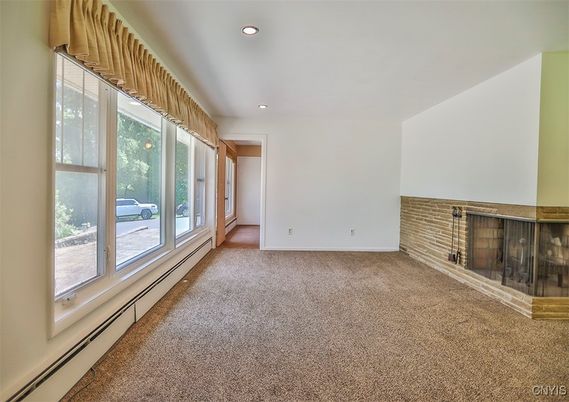 Empty room, Fireplace, Interior, Recessed Lighting