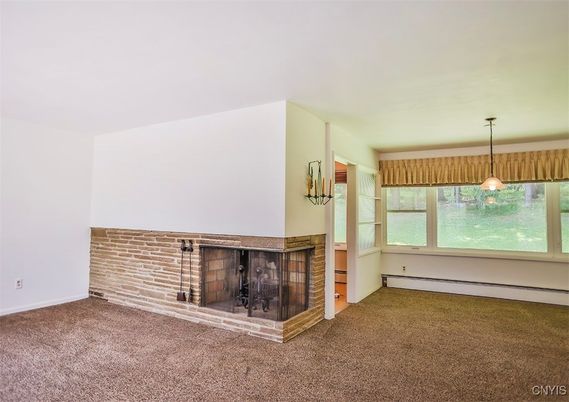 Empty room, Fireplace, Interior, Pendant Lights
