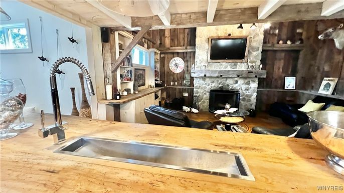 Fireplace, Interior, Wooden Walls
