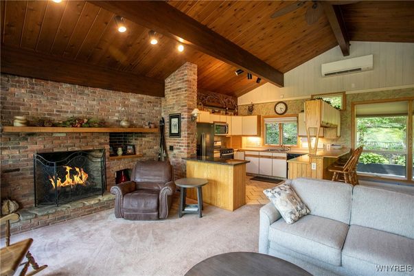 Fireplace, Interior, Kitchen, Living room, Stone Walls, Wooden Beams, Wooden Ceilings