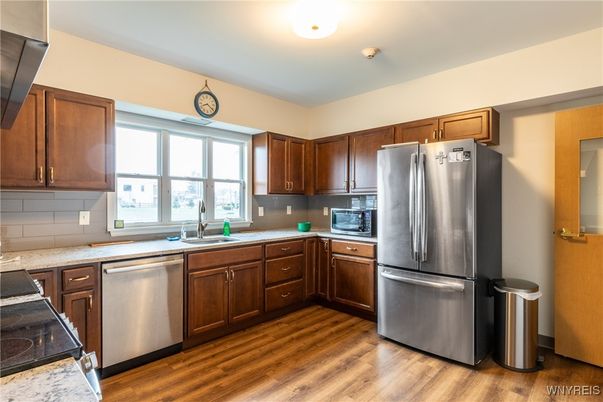 Interior, Kitchen, Stainless Steel Appliances, Wood Texture Flooring