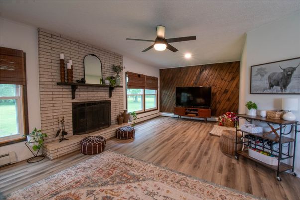 Fireplace, Interior, Stone Walls, Wood Texture Flooring