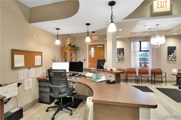 Home Office, Interior, Pendant Lights, Recessed Lighting, Wood Texture Flooring