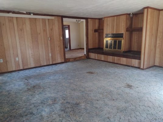 Empty room, Fireplace, Interior, Wooden Walls
