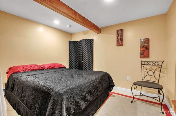 Bedroom, Interior, Recessed Lighting, Wooden Beams