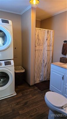 Bathroom, Interior, Utility Closets, Washer, Wood Texture Flooring