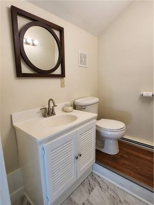 Bathroom, Dual Sink Vanities, Interior, Marble, Wood Texture Flooring