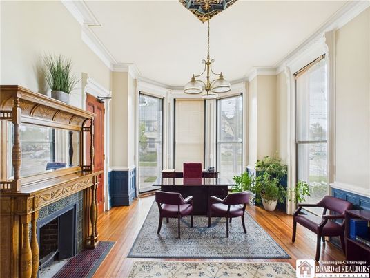 Dining room, Fireplace, Interior, Wood Texture Flooring