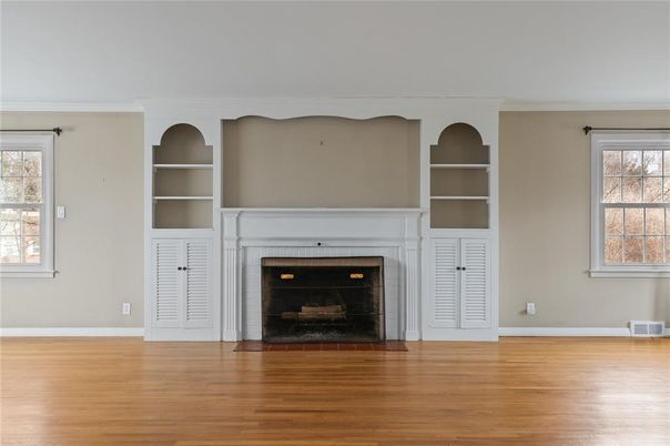 Empty room, Fireplace, Interior, Wood Texture Flooring