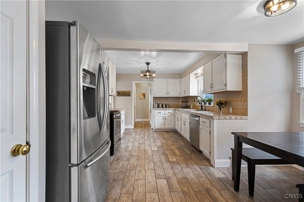 Interior, Kitchen, Stainless Steel Appliances, Wood Texture Flooring