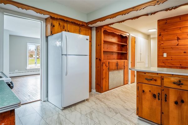 Interior, Kitchen, Marble, Recessed Lighting, Wooden Walls