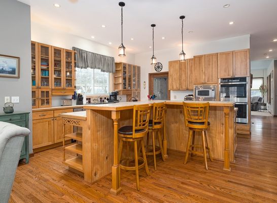 Interior, Kitchen, Pendant Lights, Recessed Lighting, Wood Texture Flooring