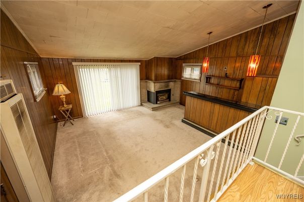 Fireplace, Interior, Pendant Lights, Wooden Walls