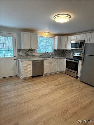 Interior, Kitchen, Stainless Steel Appliances, Wood Texture Flooring
