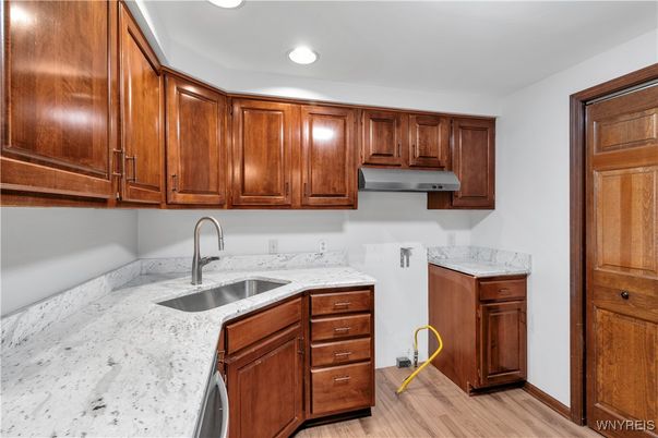 Interior, Kitchen, Recessed Lighting, Wood Texture Flooring