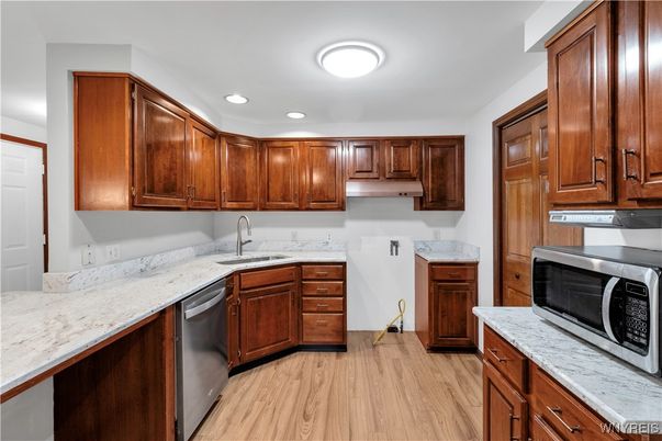 Interior, Kitchen, Recessed Lighting, Wood Texture Flooring