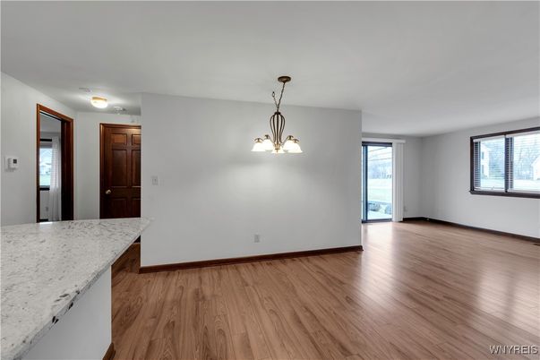 Empty room, Interior, Pendant Lights, Wood Texture Flooring