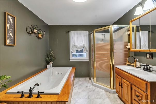 Bathroom, Dual Sink Vanities, Glass Shower, Interior, Marble