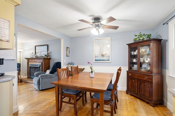Dining room, Fireplace, Interior, Wood Texture Flooring