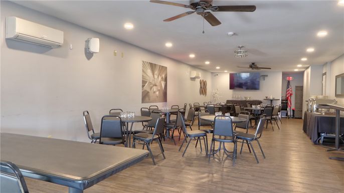 Dining room, Interior, Recessed Lighting, Wood Texture Flooring