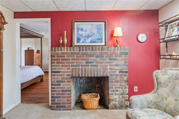 Bedroom, Fireplace, Interior, Wood Texture Flooring