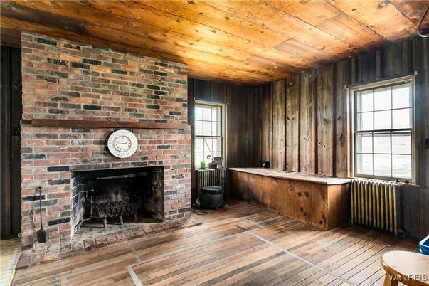 Fireplace, Interior, Stone Walls, Wooden Ceilings, Wood Texture Flooring, Wooden Walls