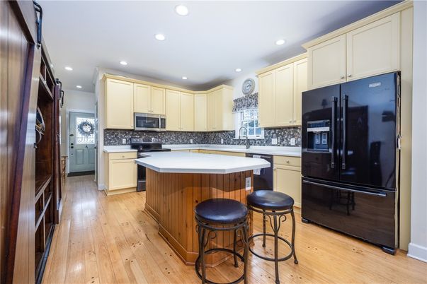 Interior, Kitchen, Recessed Lighting, Wood Texture Flooring